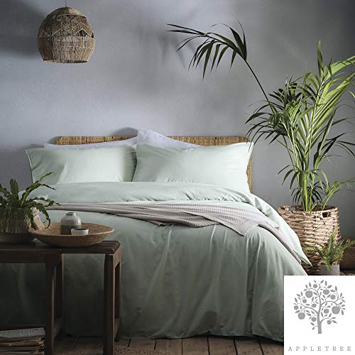 Appletree Cassia - Juego de Funda nórdica (180 Hilos, 100% algodón, percal), Color Verde