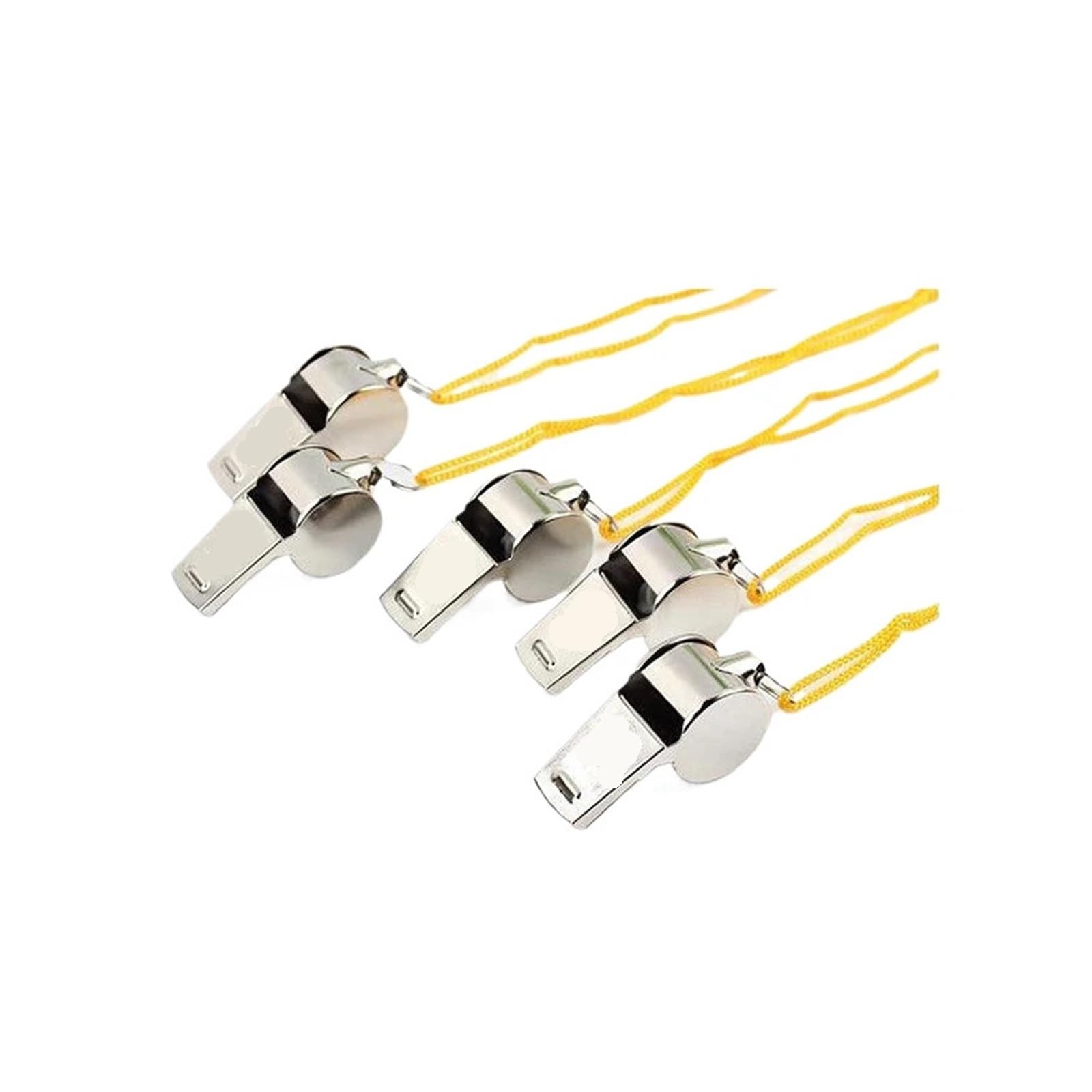 Lot de 50 sifflets de sport en acier inoxydable avec corde, solides, compacts, résistants à l'usure, pour entraîneurs, arbitres et officiels