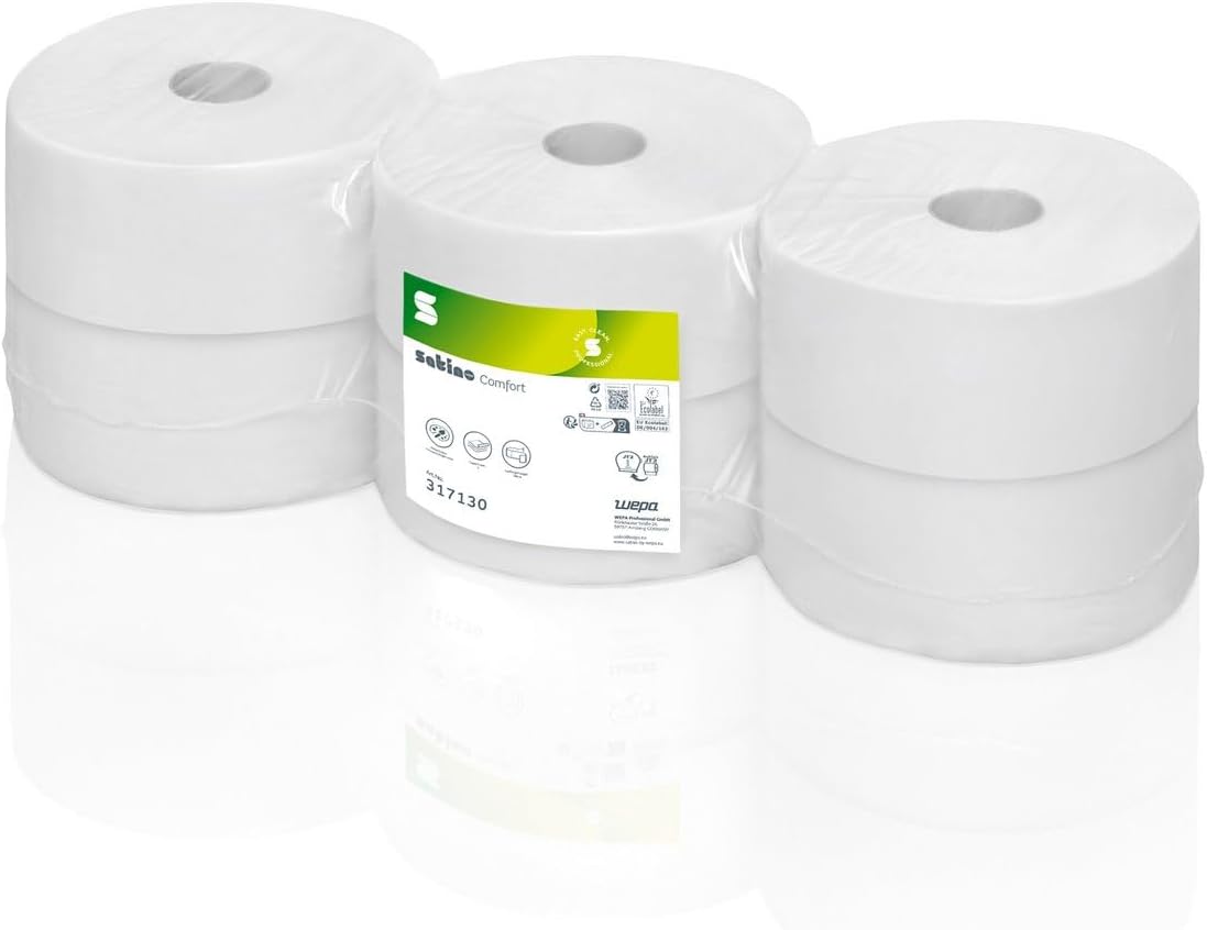 6x Jumborolle Toilettenpapier Rollen 2-lag. 300m Weiß | PlentyShop LTS