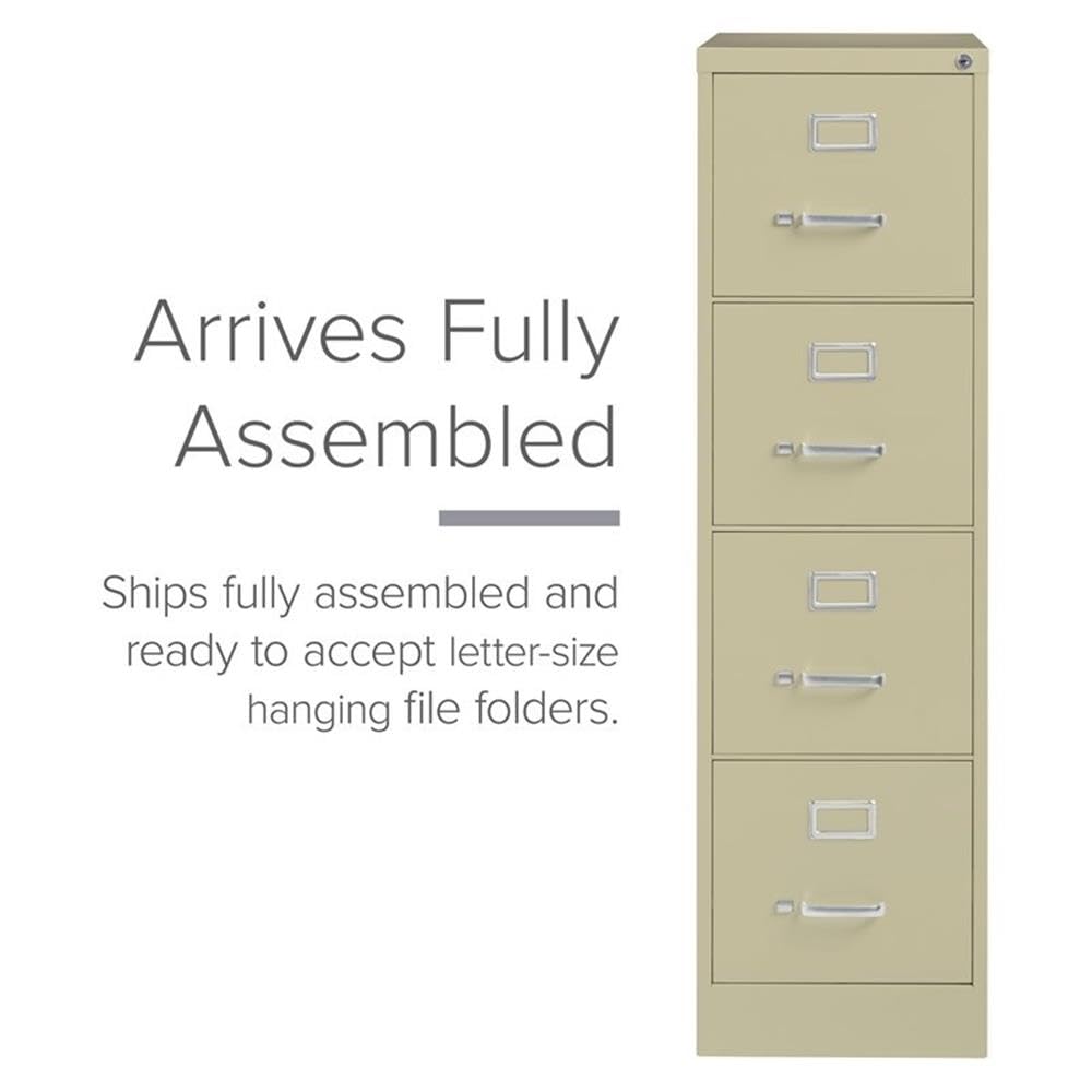 Pemberly Row 4 Drawers 52 Vertical Beige Metal Filing Cabinet Lockable Pre-Assembled Stationary Letter Size for Home Office — view 9