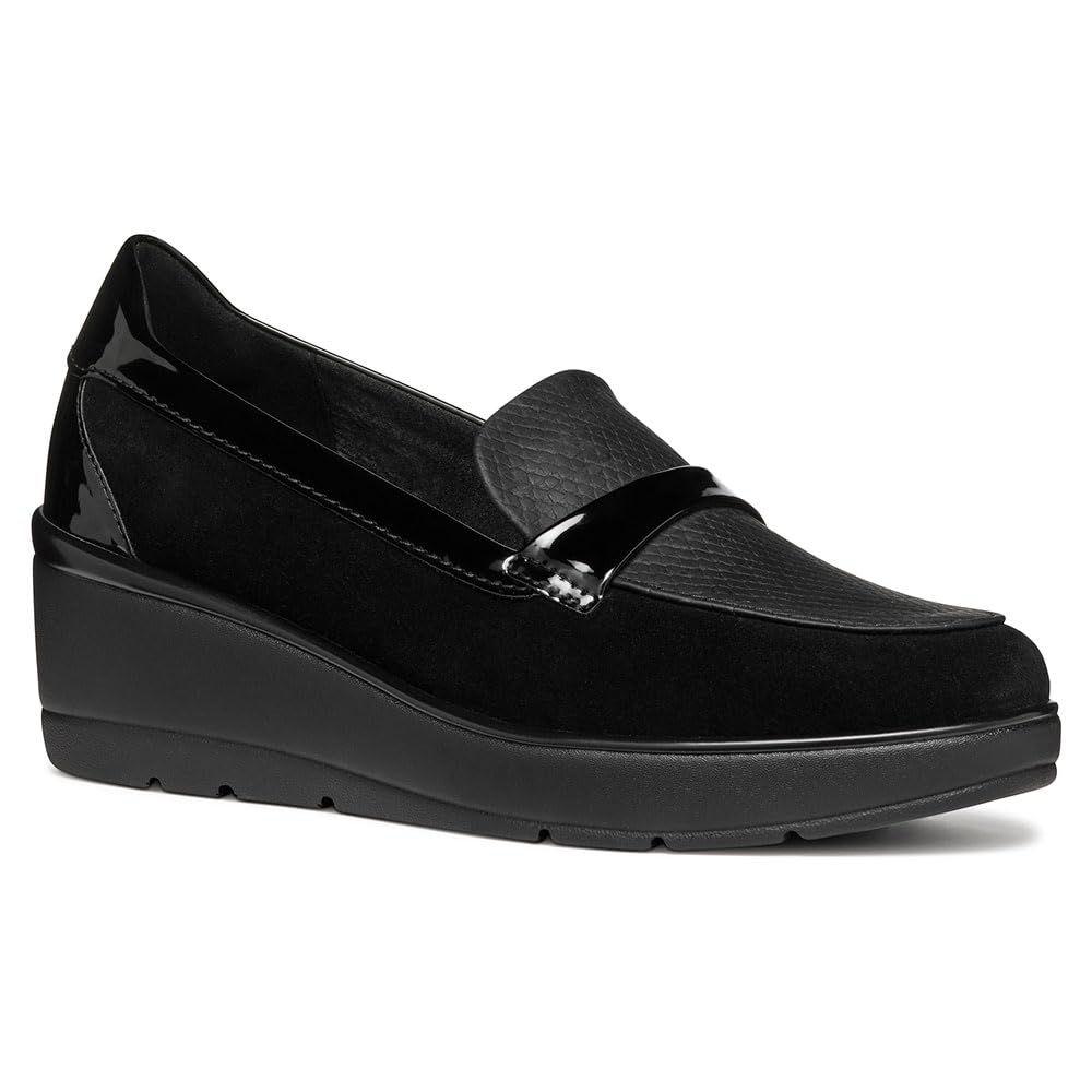 Geox Women's D Ilde B Moccasin, Black, 7.5 UK