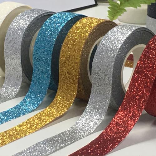 CIAJIE Conjunto de Fita Adesiva Washi Glitter 12 Rolos 5/8
