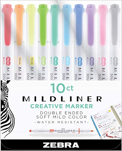 Zebra Pen 78101 Zebra Mildline Double Ended Highlighter44; Assorted Color - Pack of 6