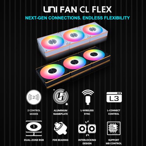 Image of Lian Li UNI Fan CL Flex 120mm Reverse Blade ARGB Fan, 3 Pack, Controller Included - Black (12RCL1F3B)