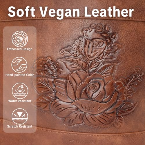 Image of Crossbody Purses for Women, Trendy Embossed Vegan Leather Bucket Bag, Travel Shoulder Handbag with 2 Detachable Straps