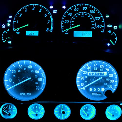 Image of WLJH Bright Ice Blue Instrument Cluster Panel Gauge Speedometer Tachometer Oil Pressure Fuel Temp Clock Indicator Bulb Full Led Light Kits Replacement for Jeep Wrangler 1987-1991