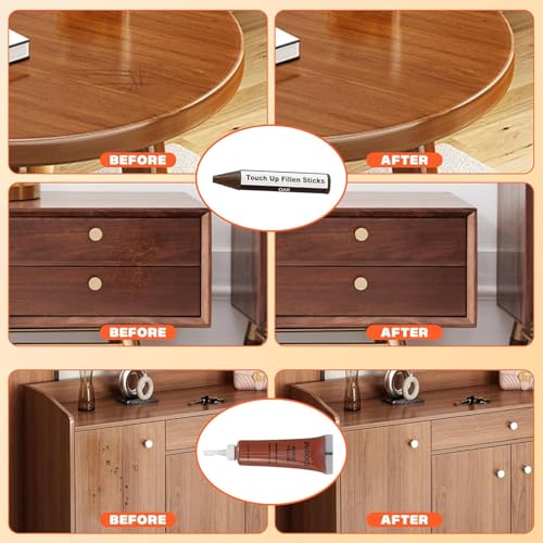 BUDOCI wooden repair kit,12 Farben Möbel Reparatur Set, Holzmöbel Reparaturlacke für Mobelkratzer, Furnier und Laminat, Holz Reparatur Set