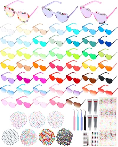 50 Set DIY Sunglasses Kit Popular Singer Party Favors Friendship Heart Sunglasses Crafts for Girls Women2