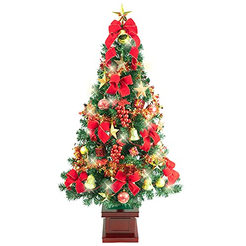 Amazon | クリスマス屋 クリスマスツリー 180cm 木製ポット 赤系と金