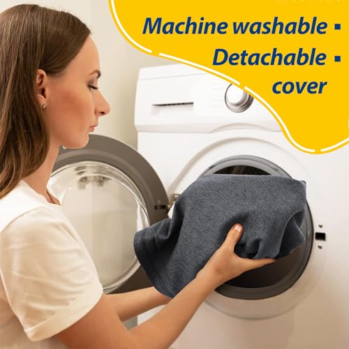 Image of AAAAAcessories D-Shaped Chair Cushions, 2 inch Thick Dining Chair Pads with Ties and Removable, Machine-Washable Cover, 17 inch x 16 inch, Set of 4, Dark Grey