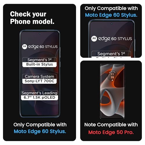 Image of FIRST MART Military-Grade Gorilla Tempered Glass For Motorola Moto Edge 60 Stylus 5G (6.7 Inch) With Easy Installation Kit for Smartphone| Edge-To-Edge Protector Coverage | Black, Pack of 2