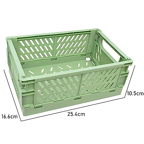 Frepea 2 Stück Aufbewahrungskorb Kleine Klappboxen Grün Faltbar Stabil Aufbewahrungskiste Kunststoff Klappkorb für Küche/Kinderzimmer/Büro(Hellgrün)