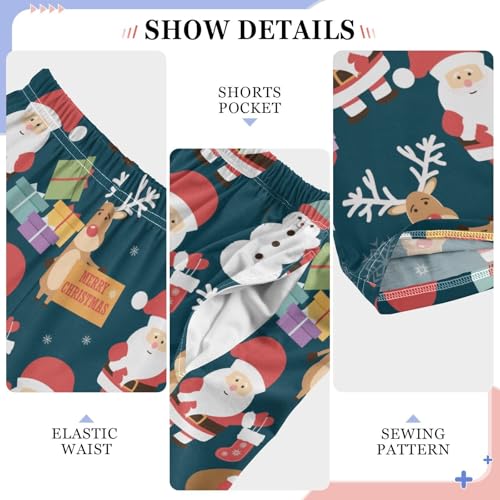 ZZXXB Xmas Santa Claus Moose Boys Long Pants Soft Trousers Elastic Waist Kids Lounge Bottoms with Pockets S-XL4