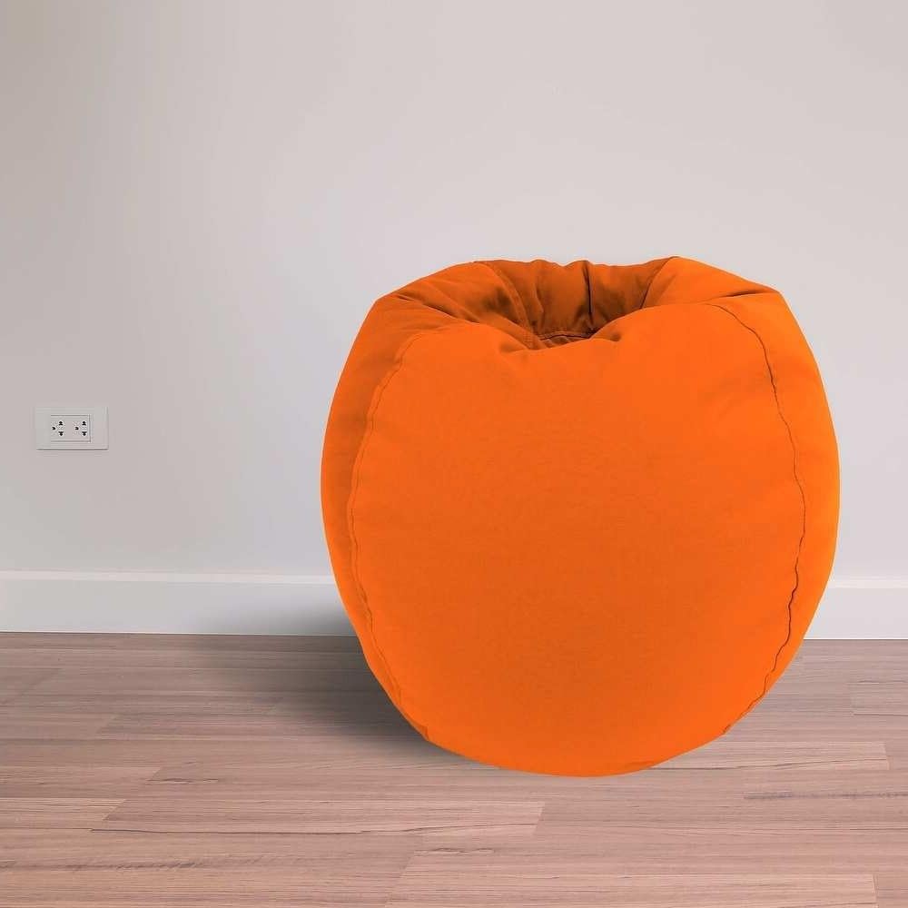 Lightweight 25-Inch Round Kids Bean Bag Chair in Vibrant Orange Color | Highly Durable and Soft Material with Double-Locking & Child-Safe Zipper, Casual Style