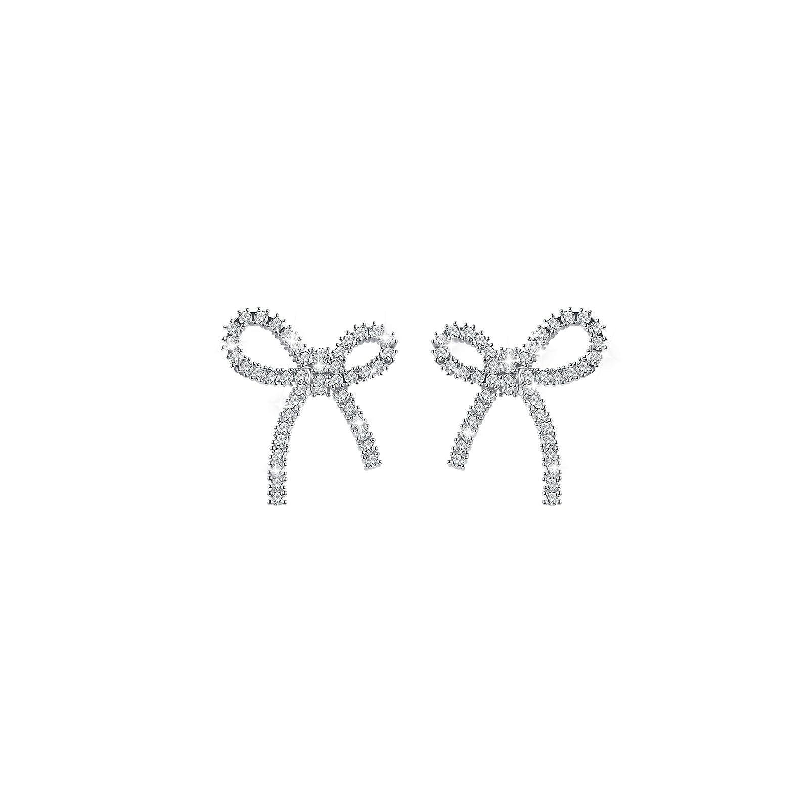 14K Gold Plated 925 Sterling Silver Posts Bow Earrings for Women Cubic Zirconia Butterfly Stud Earrings Hypoallergenic Earrings