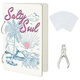 SUPERDANT Grußkarten Organizer Mit Sommer Strand Motiv Grußkartenordner Aus Holz 2 Ring Postkartenalbum Für Geburtstage Und Hochzeiten Mit Locher Und 20 Taschen Salty Soul