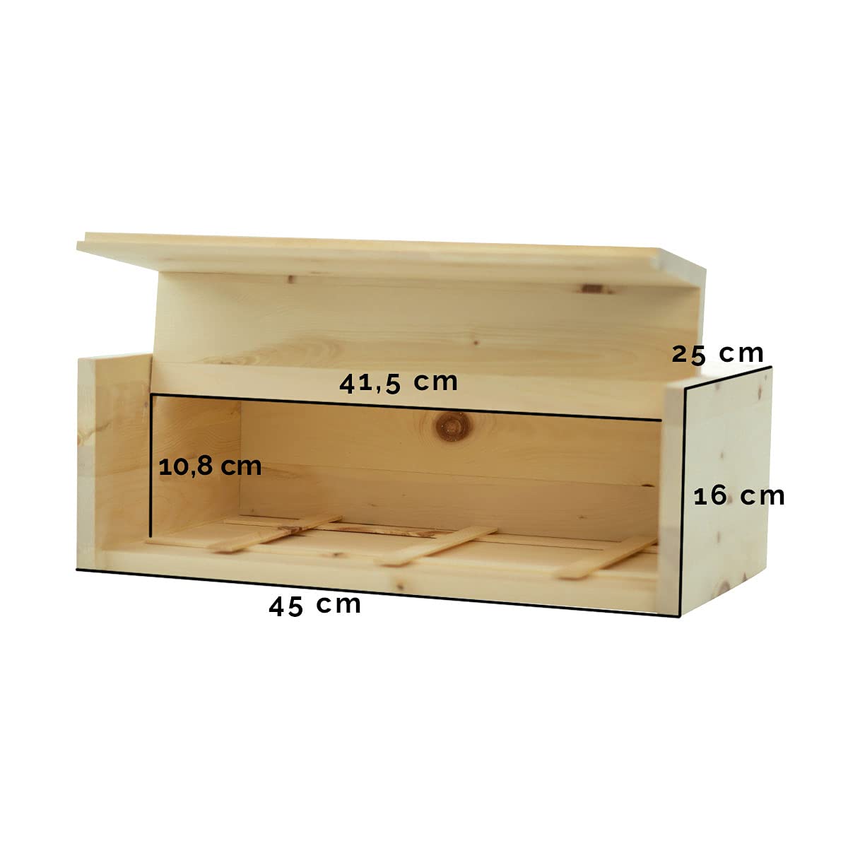 Brotkasten aus Zirbenholz mit Gitter und Bienenwachstuch, 45x16x25 cm | Handgefertigte Brotdose aus Naturholz, Made in Austria