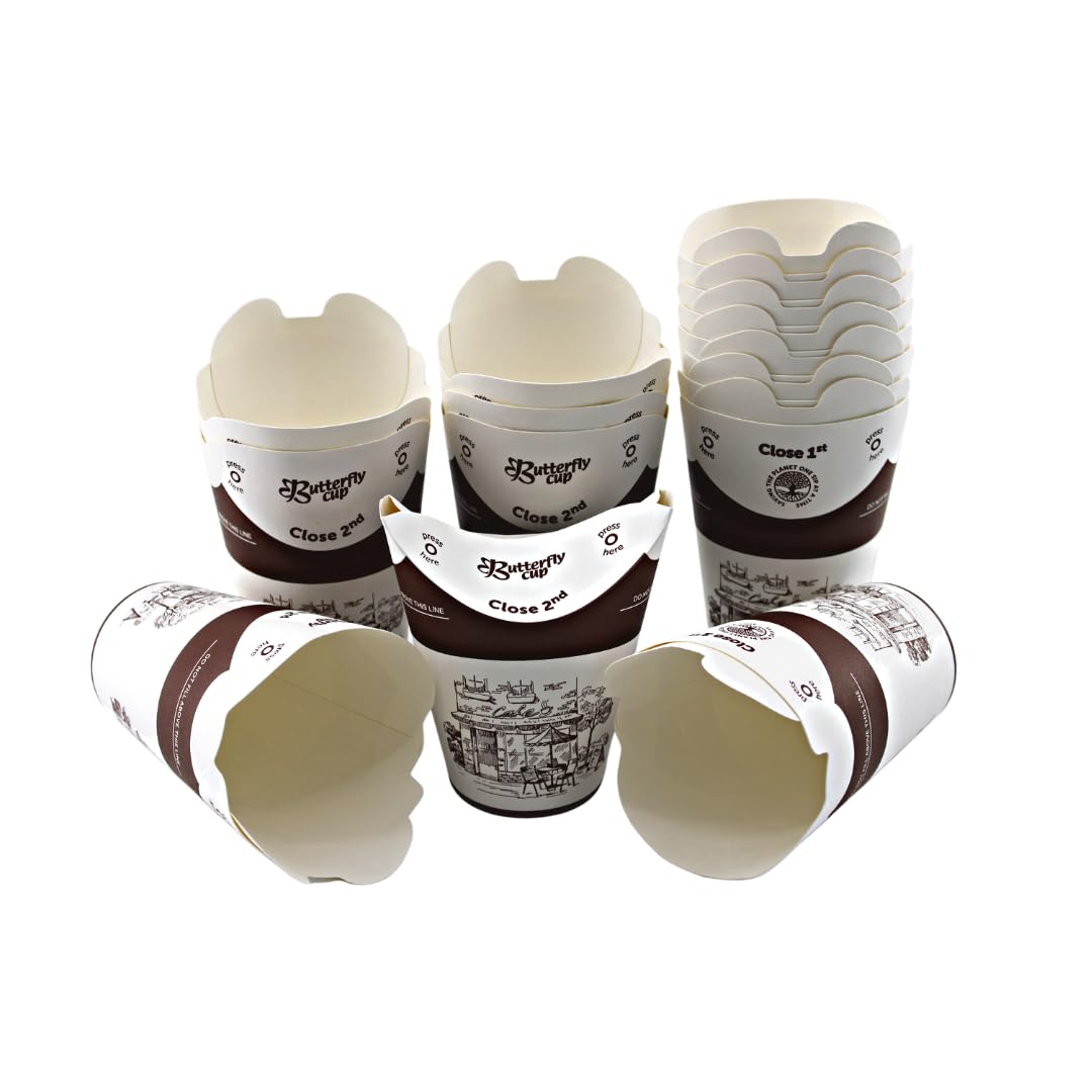 Enpack - 800 Stück Kaffeebecher mit Deckel - Papp Coffee To Go Behälter - 200ml/8 oz - Nachhaltiges Heiß und Kaltgetränk Gefäß - Umweltfreundlicher Alltagsbecher