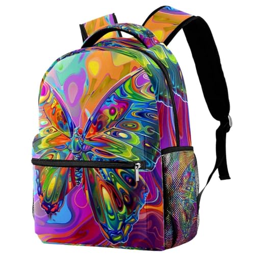 Sac à dos papillon 40cm pour adolescente et étudiante - Cartable scolaire multicolore léger