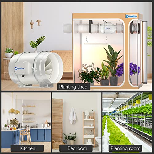 Hon&Guan P8 Quiet 8 Inch Inline Duct Fan, Upgrade Motor & Low Noise Ventilation Exhaust Fan For Heating Cooling Booster, Grow Tents, Hydroponics #TOP5