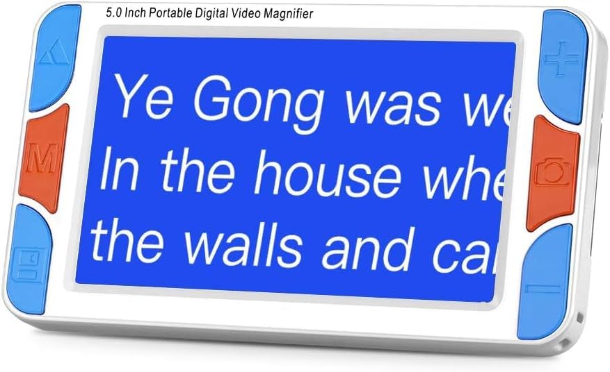Eyoyo 5.0 inch Handheld Portable Video Digital Magnifier w/Double Camera View Far and Near Electronic Reading Aids Voice Prompt Function (3-48X)
