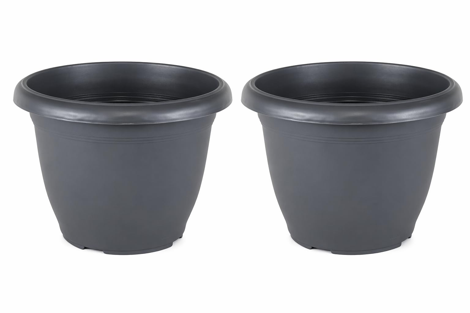 Tamersgifts Anthracite Sets Of 2 Plastic Round Garden Flower Plant Pot Planters (, 42Cm Diameter X 31Cm Height)