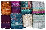 Mango Gifts Women's Silk Sari Fabric Scarf Trendy Stole One Piece Assorted Color, Perfect for Adding Elegance and Style to Any Outfit, Makes a Thoughtful Gift for Any Occasion