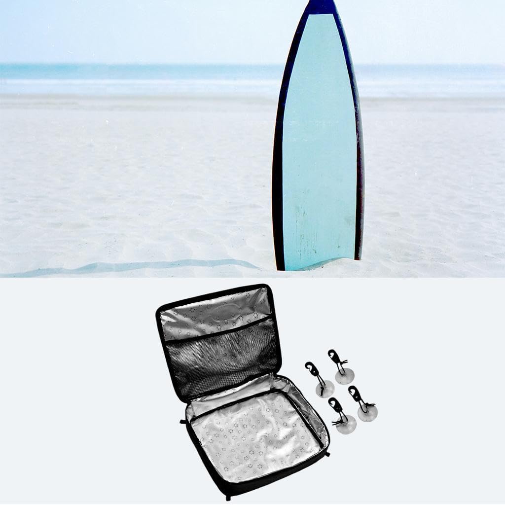 Kayak Deck Cooler Bag Paddle Board Mesh Stand Up Paddleboard Accessories with Suction Cups, Storage for Food, Drinks, and Bait - Perfect for Surfing, Canoeing, Rafting - for - Black
