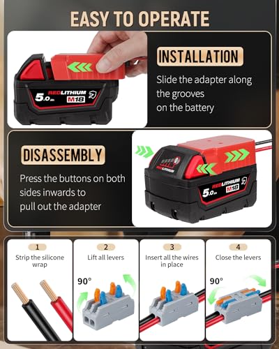 Image of Vibit 18 V to 12 V Step-Down Converter for Milwaukee M18 Battery, DC Power Adapter, Voltage Reducer Transformer 180 W Buck Converter Regulator for Golf Cart RC Car Truck Light & DIY