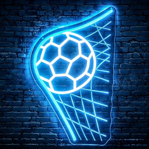 Image of Soccer Neon Sign for Wall Decor Light Up Sign Led Signs for Room Party Home Wall Decor USB Powered