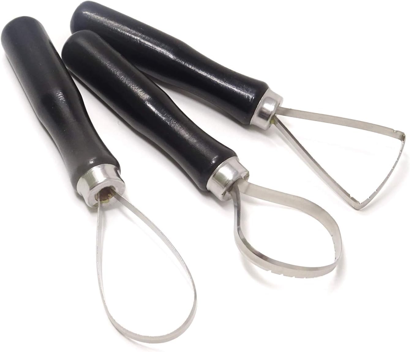 KooingTech Clay Tools, Clay Sculpting Tools 3 PCS, Clay Carving Tools with Handmade Handle Wooden Sculpture Tools, Pottery Sculpting Tools, Sawtooth Steel Pottery Tools for Carving