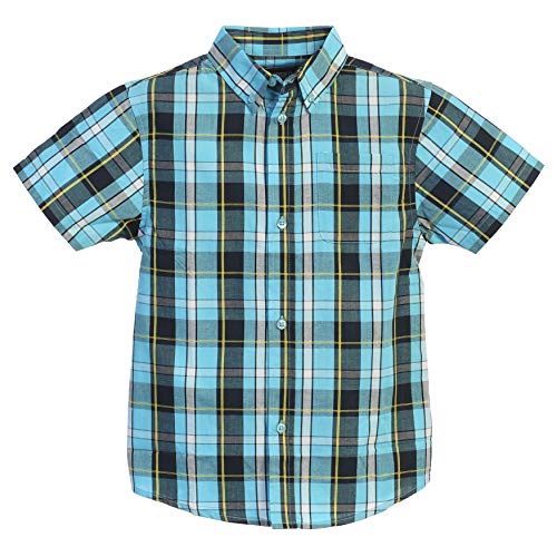Image of Gioberti Boys Casual Plaid Checked Short Sleeve Button Down Shirt