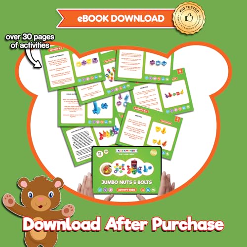 Jumbo Nuts and Bolts For Toddlers - Fine Motor Skills Rainbow Matching Game Montessori Toys For Toddlers & Toddler Games | 12 pc Occupational Therapy Educational Toys with Toy Storage + eBook - Image 7