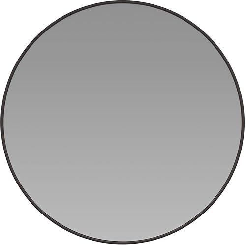 Flash Furniture Espejo redondo grande de pared, espejo de acento circular negro, espejo de tocador de 30 pulgadas, para baño, tocador, entrada,