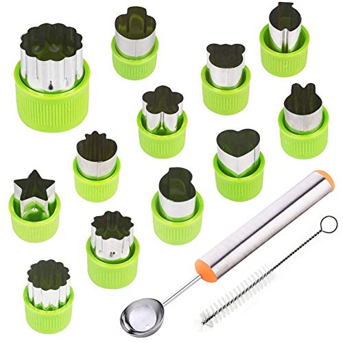TIMGOU 12 Pcs Vegetable Fruit Cutter Shapes Set with Melon Baller Scoop