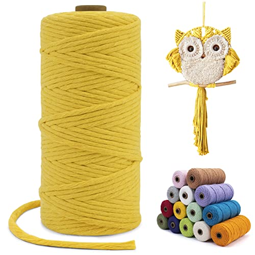 LEREATI Macrame Cord 3mm x 100m, Single Strand Thick Macrame Rope Yarn Natural Cotton Cord