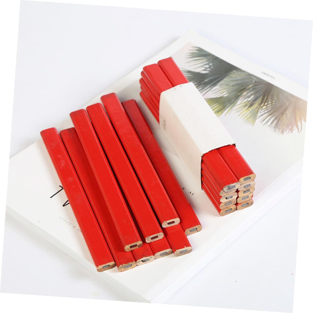 jojofuny 72pièces Crayon à Bois Octogonal Marqueur pour Travail Bois Mine Dure Unités Rouges