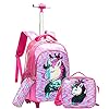 HTgroce Sac a Roulette Fille 3 en 1 Sac à Dos avec roulettes Fille Primaire, Licorne Cartable a Roulette Fille Primaire Loisir Voyage Enfant Fille Garçon Primaire Maternelle Rose Rouge.