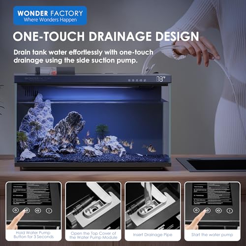 Image of Smart Aquarium 5 Gallon Glass Fish Tank, Self Cleaning System Efficiency Filter 7 Color LED Lights Automatic Feeder Temperature Display Monitor HD UHA Glass Leak-Proof, Smart Control with Apps