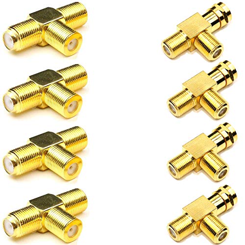 ANHAN 8 Pack F Type Splitter, 3 Way F Coax Connector, F Male to Female Connectors, Compatible with Comcast, Time Warner, Cable TV, Satellite, HDTV, VCR, DVD, Modem