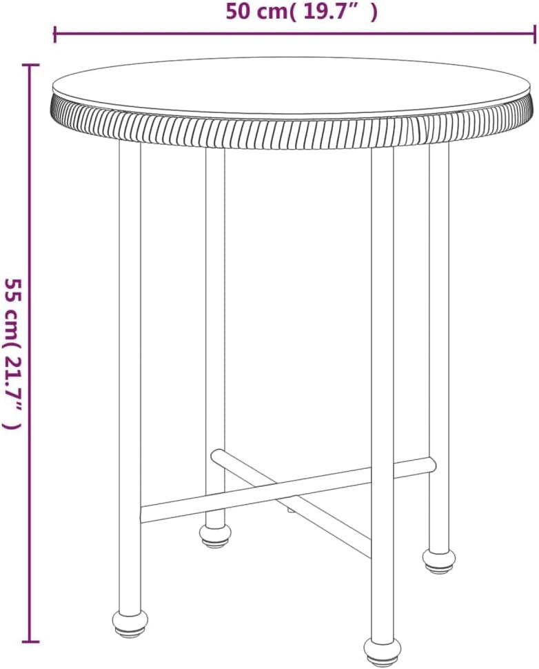Dining Table,Outdoor Bar Table,Outdoor Dining Table,Balcony Desk,Backyard Table,Patio Bistro Table,Garden Table, Black Ø31.5 Tempered Glass and Steel