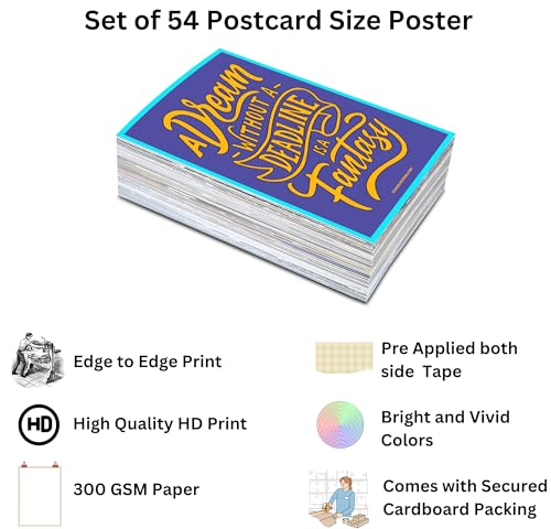 Image of Motivational Poster Wall Posters 54-6x4 Inch Aesthetic Postcards - Student Exam Inspirational Motivational Quotes Posters Wall Stickers For Study Room - Office Wall Stickers