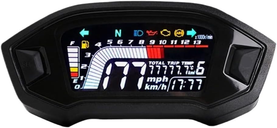 Motorcycle Odometer Gauge Motorcycle Tachometer Universal Tachometer Digital Gauge Fuel Level Meter for 1 2 4 Cylinders