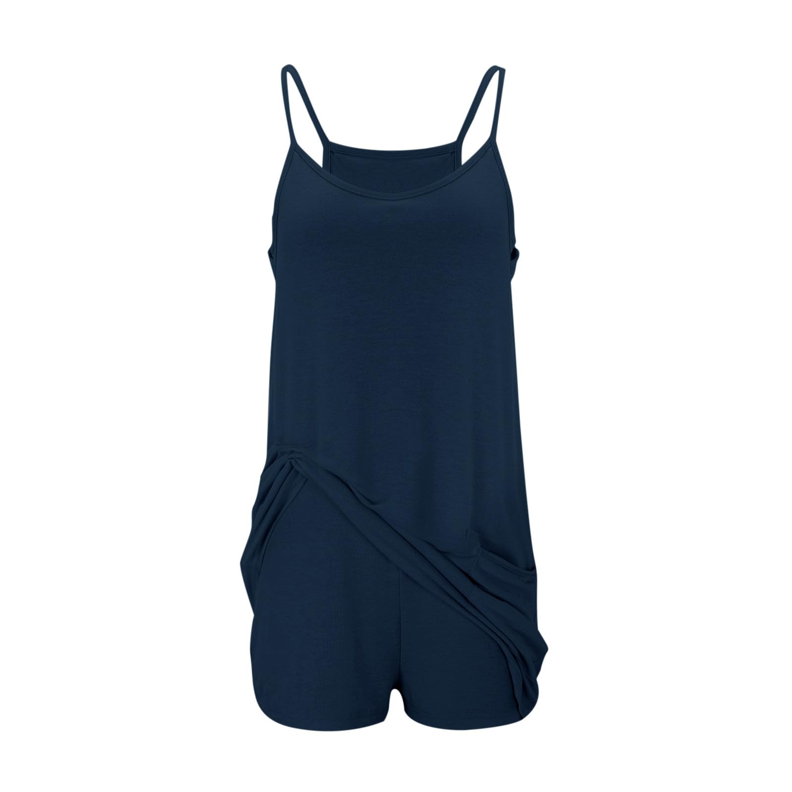Jumpsuit Damen Ärmellose Romper Tenniskleid Workout-Minikleid mit Shorts-Taschen Sommer Sport Outfit