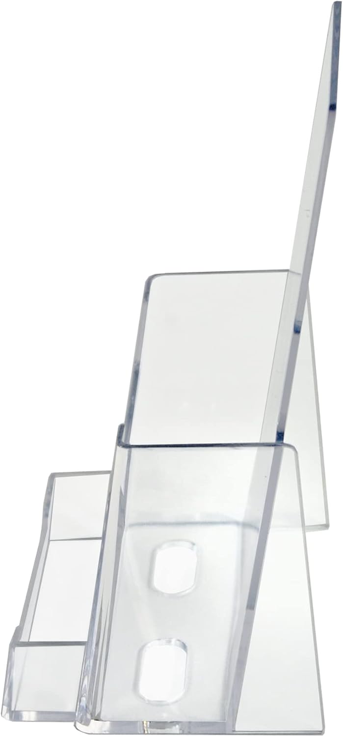 Azar Displays 252922-2PK Counter Trifold Brochure Holder with Business Card Pocket, 2-Pack, Clear : Office Products