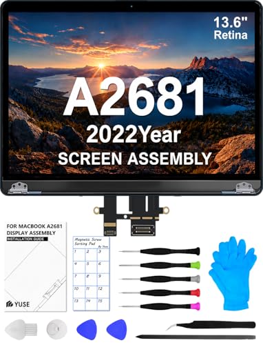 Image of A2681 Replacement Screen 13.6 inch for MacBook Air M2 2022 Full LCD(Starlight) | Model: EMC 4074, 13.6 inch,2560x1664,Full Display Assembly, Fix Kit, Installation Guide