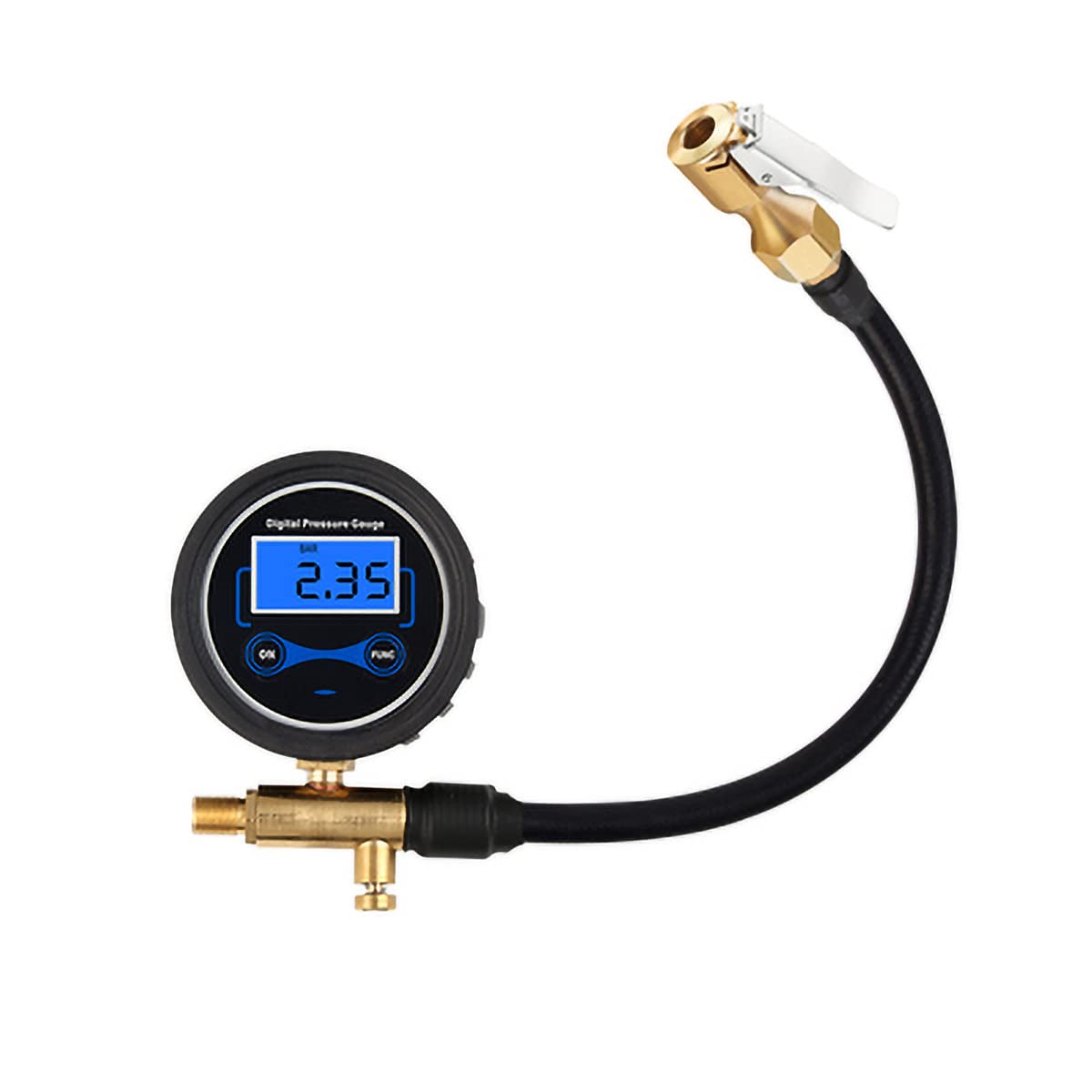 Manometro per Pneumatici 20CM Coperchio valvola di Pressione per Controllo Pneumatici Digitale a Morsetto rapido per Strumenti per Auto di misurazione dei Pneumatici