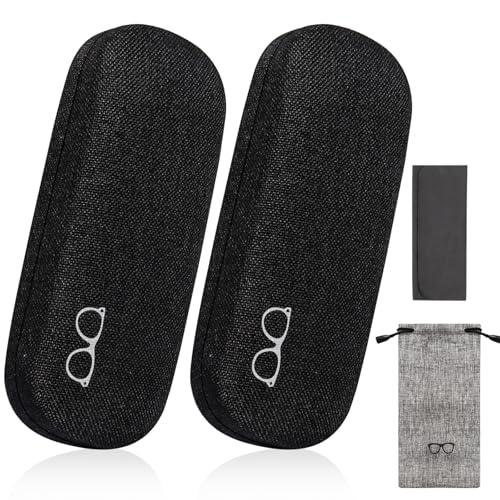 Image of Glasses Case Hard Shell Eyeglass Case with Cleaning Cloth Unisex Reading Hard Glasses Cases for Women Men