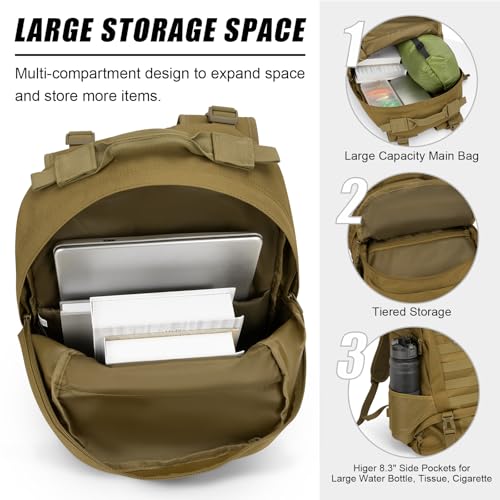 Image of Tactical Backpack for Men Molle Military Rucksack Pack Waterproof Daypack