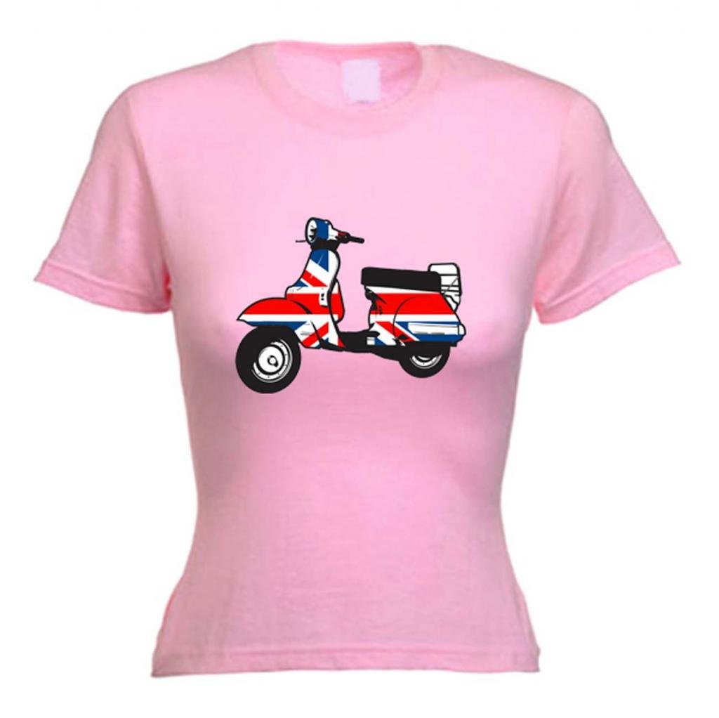 Tribal T-Shirts Women's Baby Pink Mod Scooter T Shirt (Medium, )